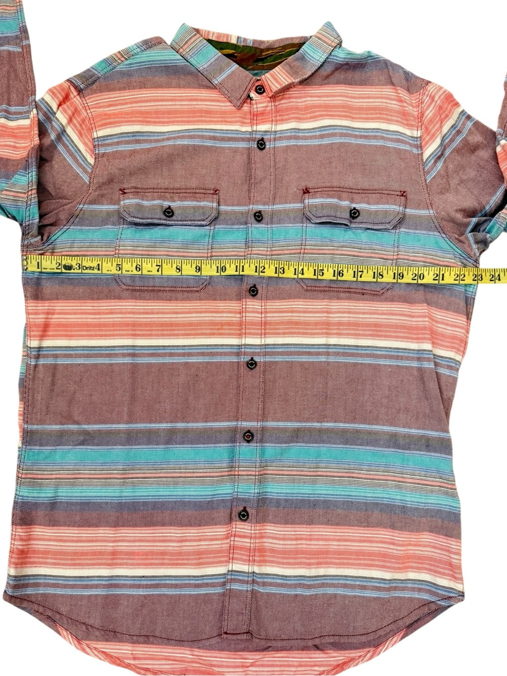 Modern Amusement Stripe Flannel Shirt XL Western Outdoor Cotton Button Up - Picture 11 of 16